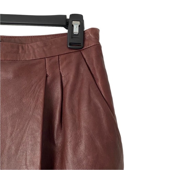 Massimo Dutti Brown Leather Faux Wrap Skirt size medium - Picture 3 of 8